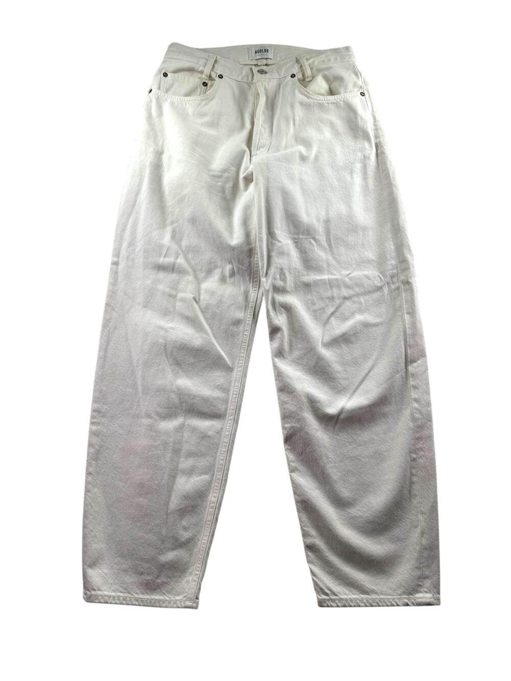 AGOLDE Tapered Baggy High Rise Jeans 29 Off White 100% Cotton Relaxed Denim